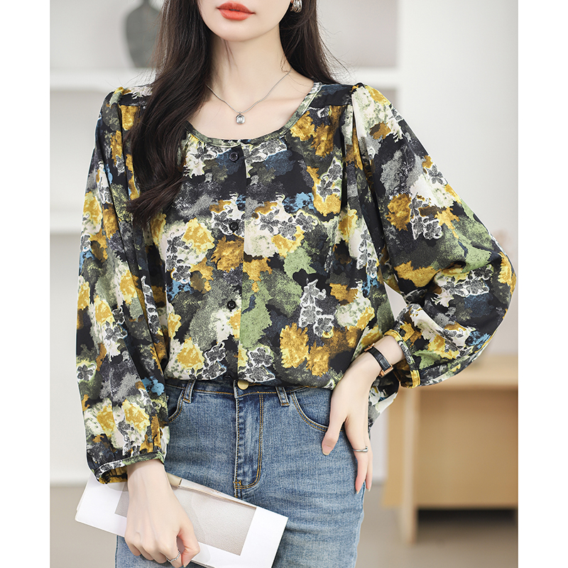 Loose Cover belly fat irregular chiffon shirt for women