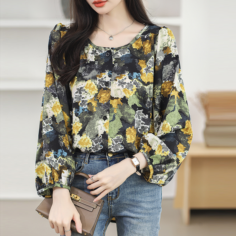 Loose Cover belly fat irregular chiffon shirt for women