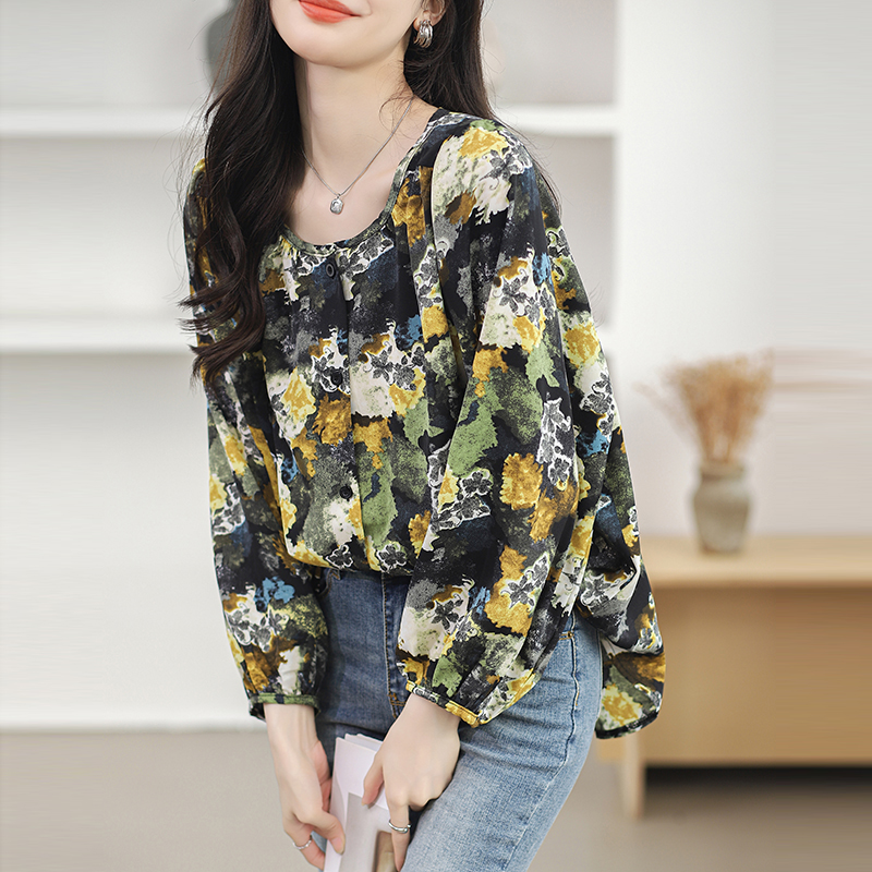 Loose Cover belly fat irregular chiffon shirt for women