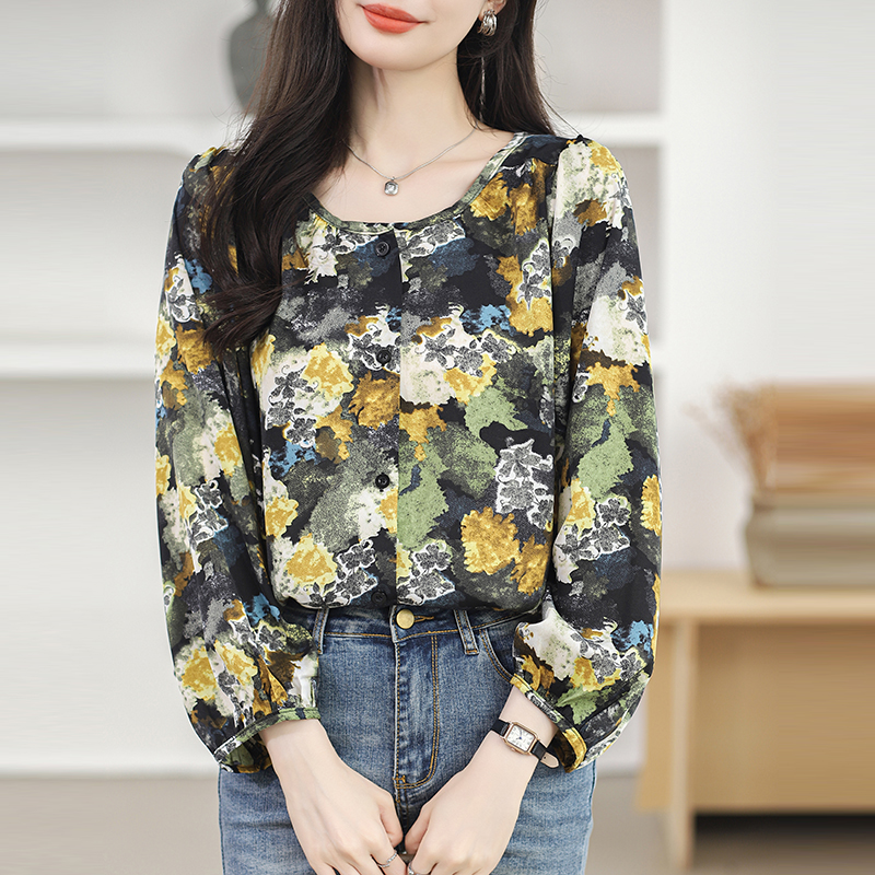 Loose Cover belly fat irregular chiffon shirt for women