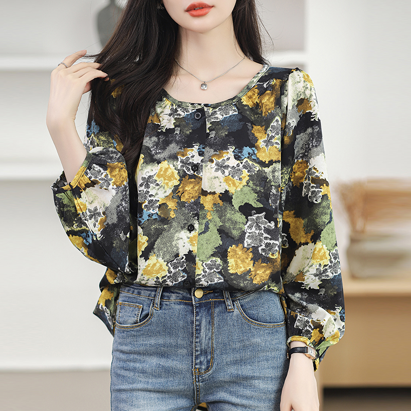 Loose Cover belly fat irregular chiffon shirt for women