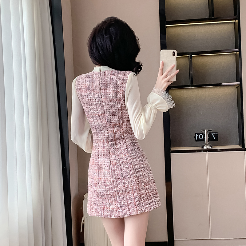 Small fellow pink chanelstyle spring and autumn dress