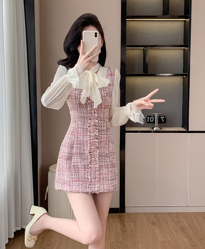 Small fellow pink chanelstyle spring and autumn dress