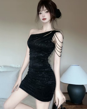 Short bottoming tassels lace shoulder sexy dress