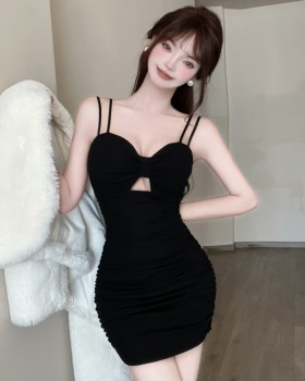 Hollow package hip elasticity cotton sling dress