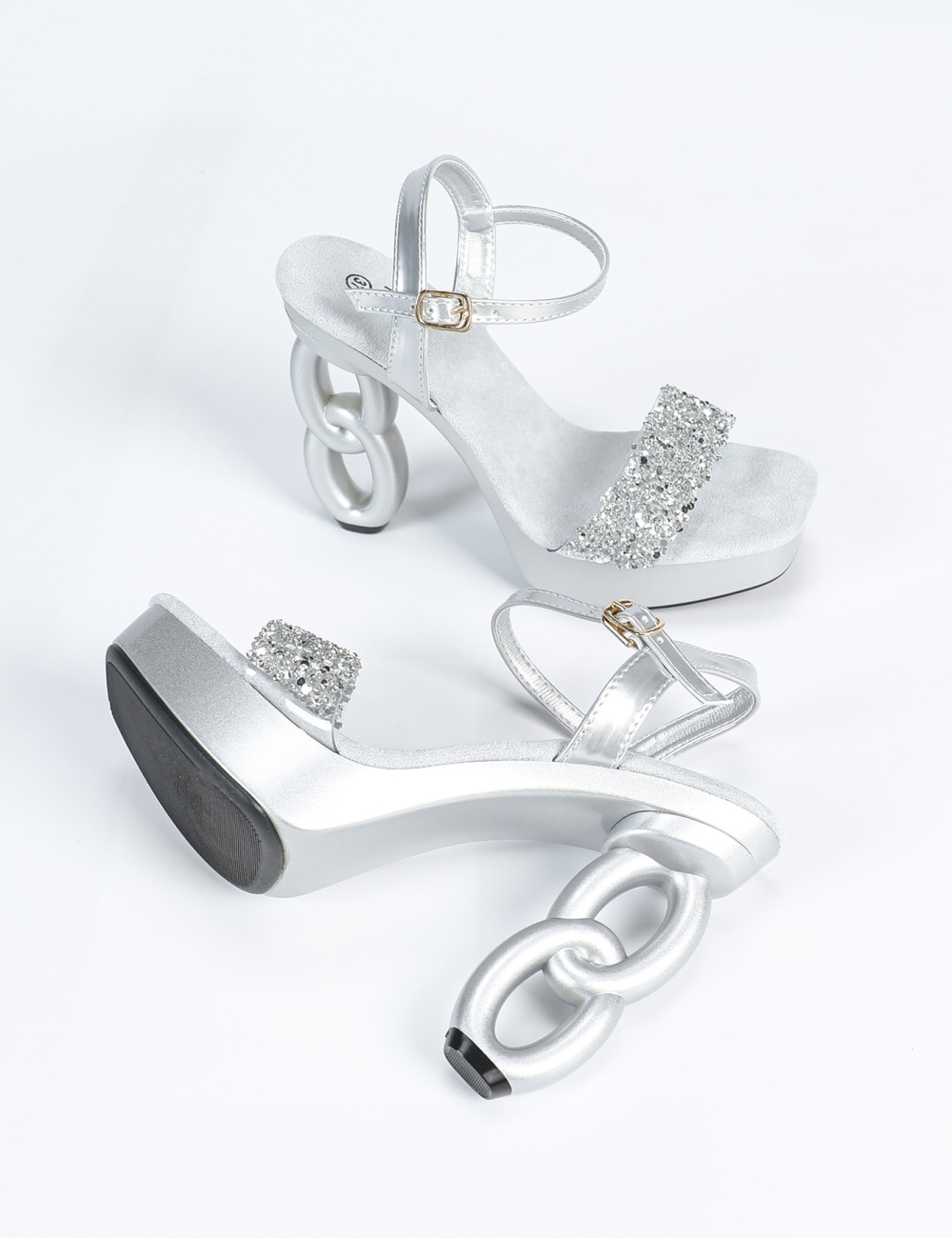 Square head fashion transparent crystal antiskid sandals