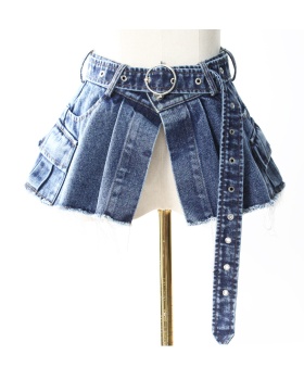 Denim girdle slim pinched waist denim jacket