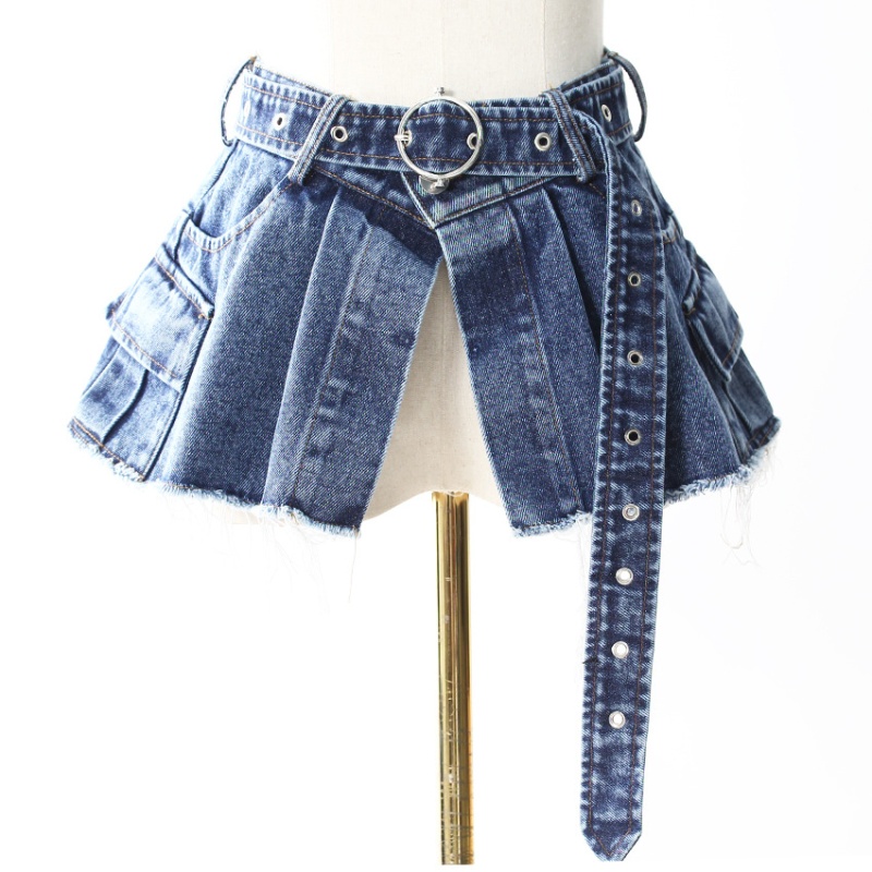 Denim girdle slim pinched waist denim jacket