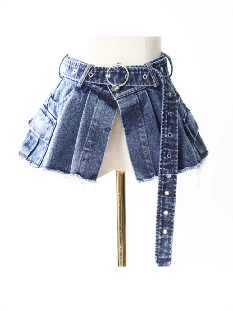 Denim girdle slim pinched waist denim jacket