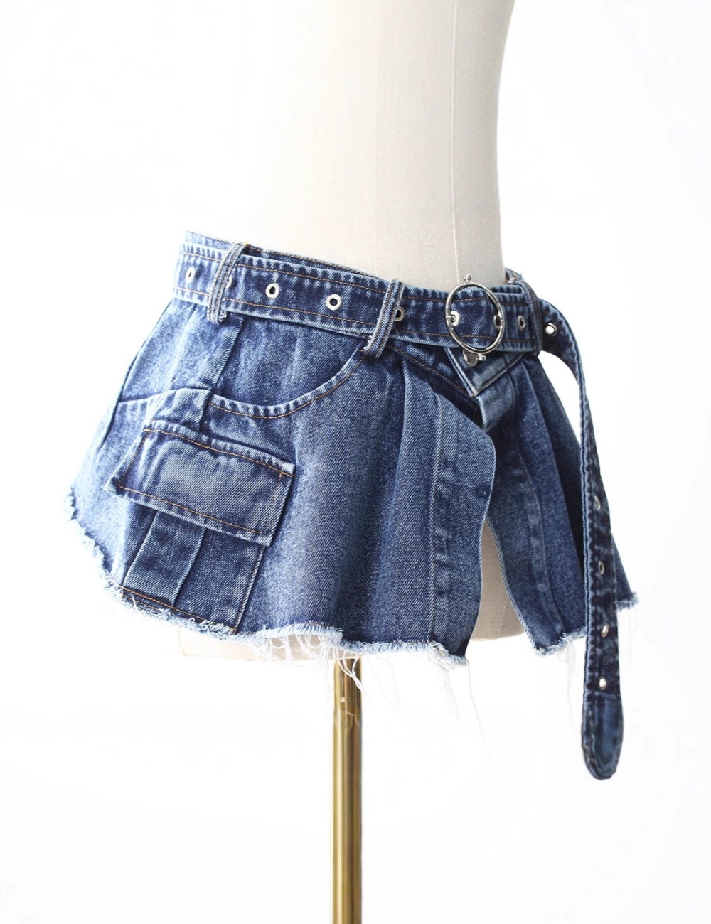 Denim girdle slim pinched waist denim jacket