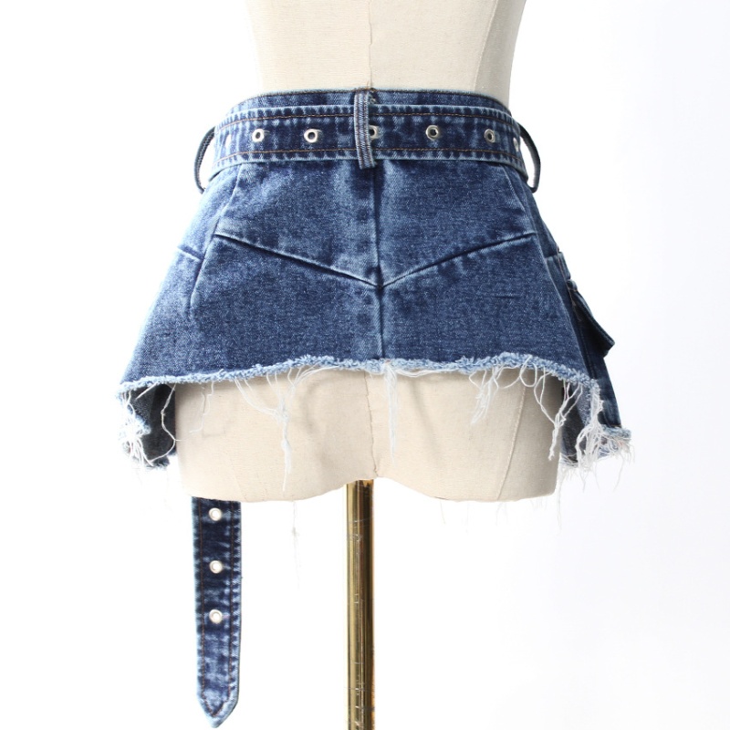 Denim girdle slim pinched waist denim jacket