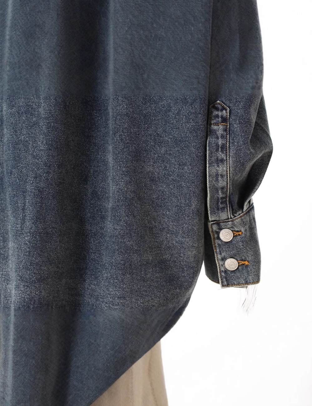 Denim loose big buckle washed spring shirt