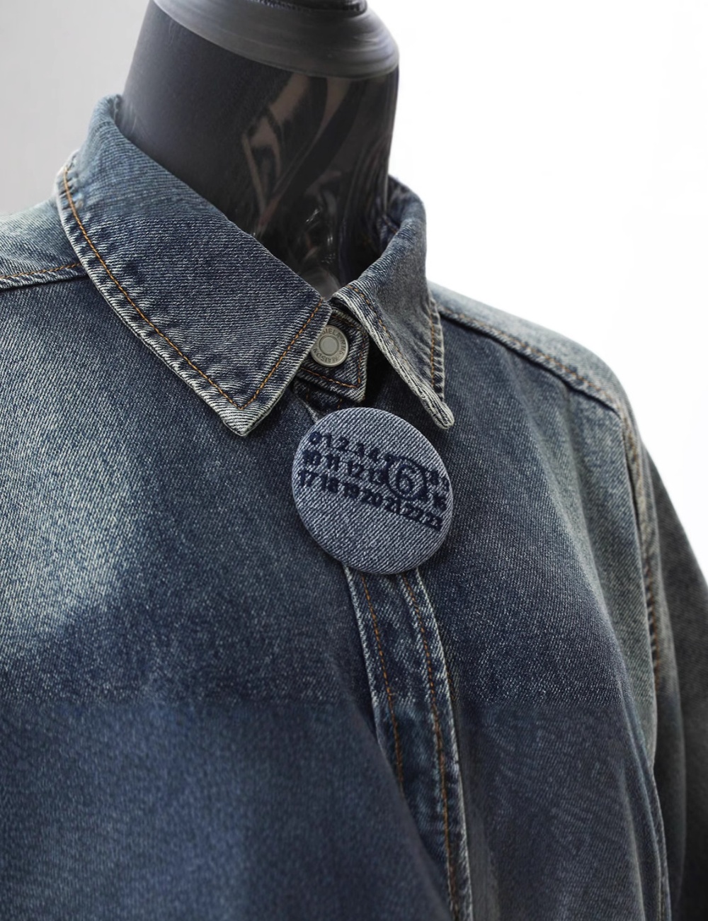 Denim loose big buckle washed spring shirt