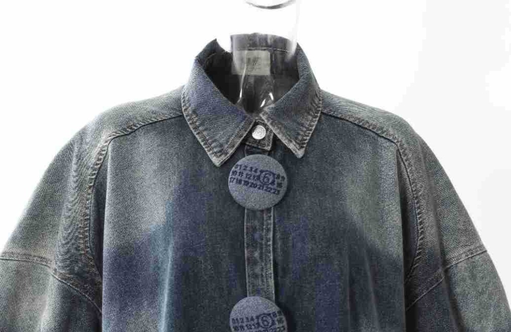 Denim loose big buckle washed spring shirt