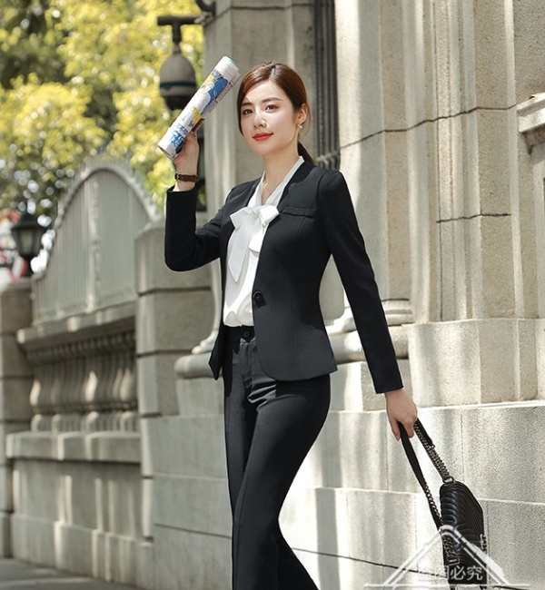 Long sleeve coat suit pants 2pcs set for women