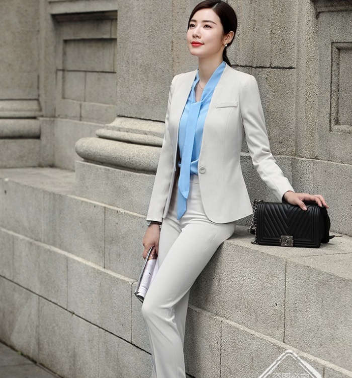 Long sleeve coat suit pants 2pcs set for women