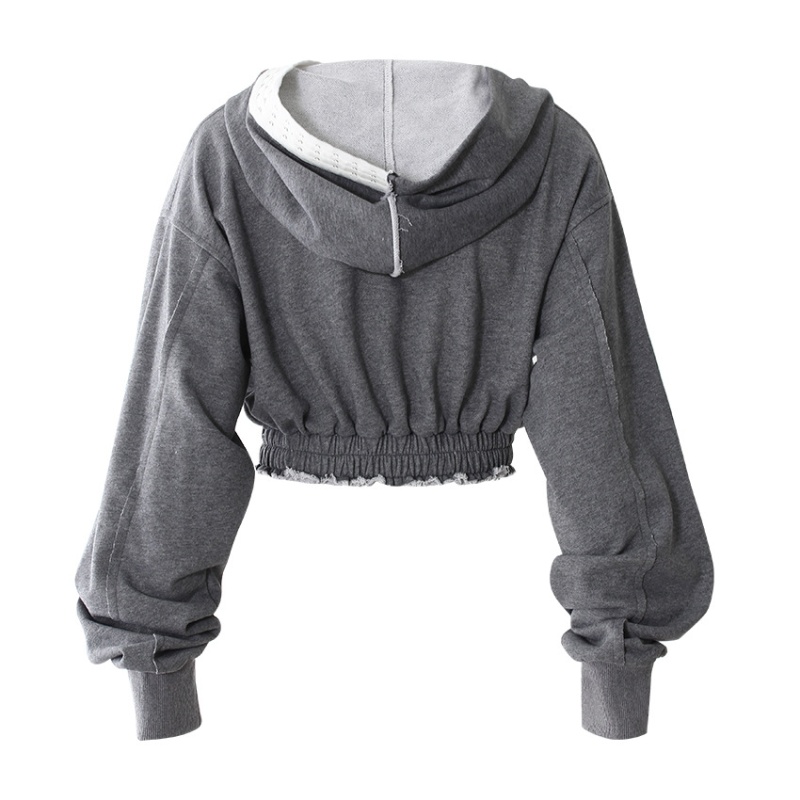 Loose spring sweatpants wide leg gray hoodie 2pcs set for women