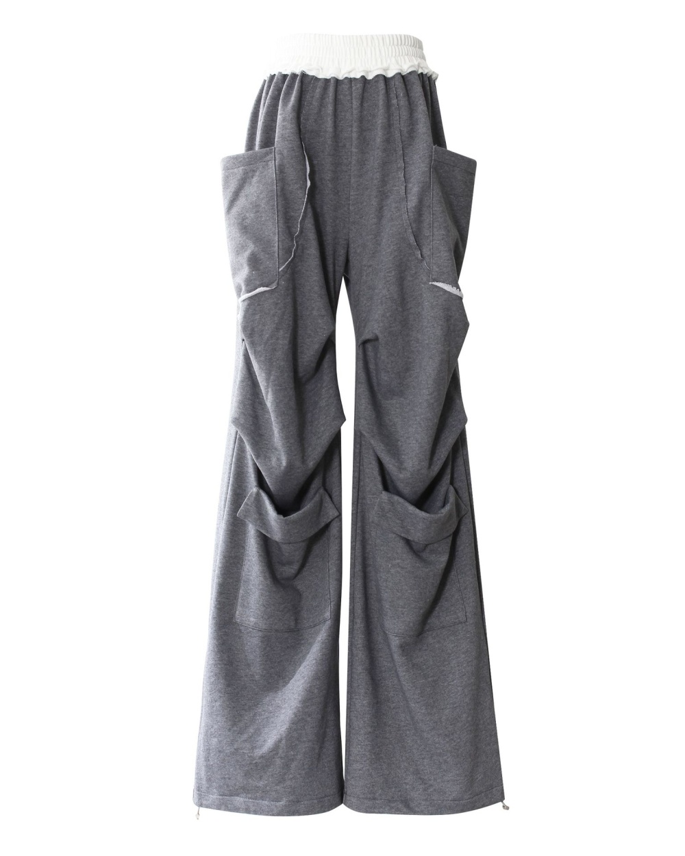 Loose spring sweatpants wide leg gray hoodie 2pcs set for women