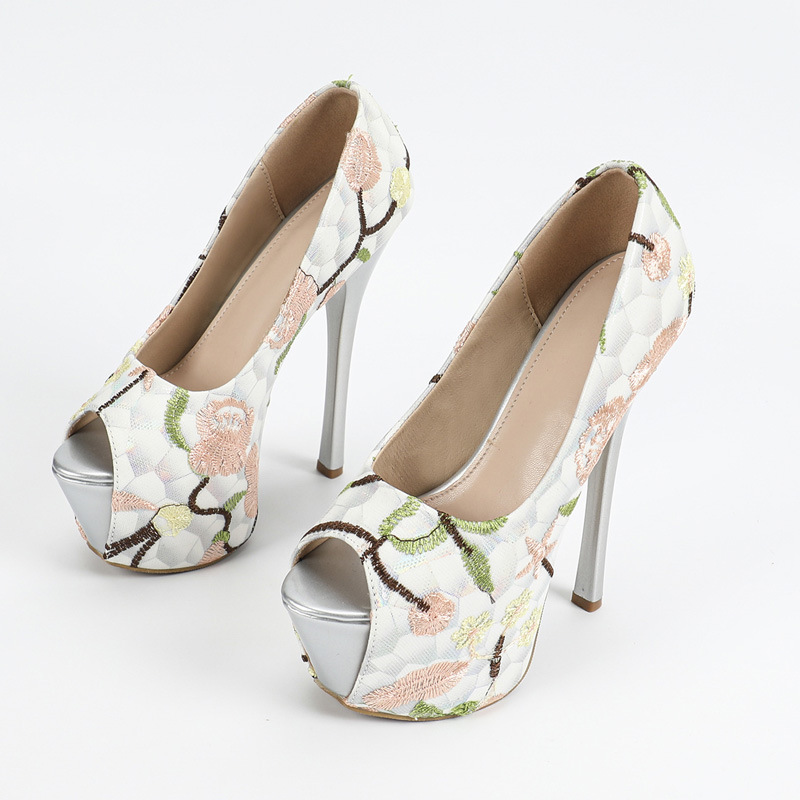 Fish mouth low platform fine-root high-heeled shoes