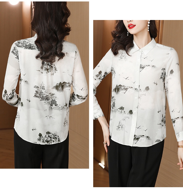 Silk spring shirt long sleeve tops for women