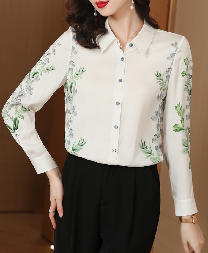 Fashion real silk shirt long sleeve tops for women