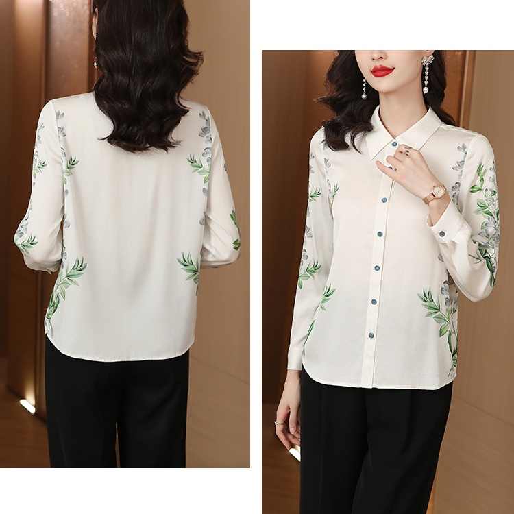 Fashion real silk shirt long sleeve tops for women