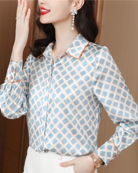 Real silk shirt silk pattern small shirt for women