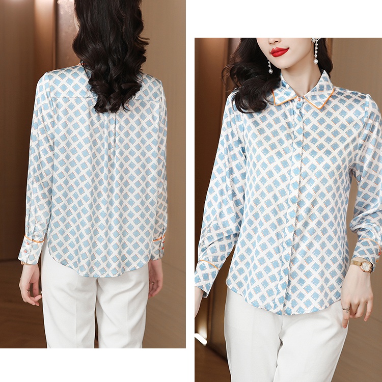 Real silk shirt silk pattern small shirt for women