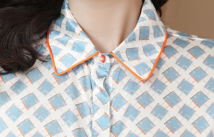 Real silk shirt silk pattern small shirt for women