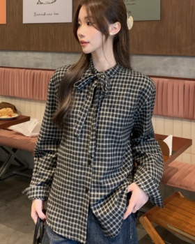 Plaid autumn and winter tops frenum collar shirt