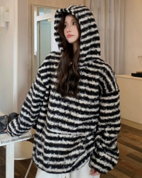 Loose Korean style plush hoodie lazy winter tops