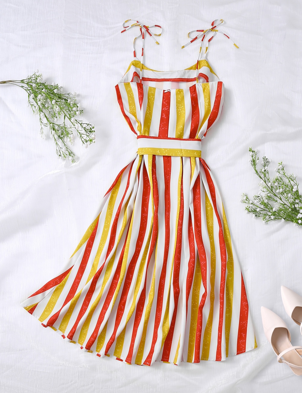 Stripe sling long European style summer dress