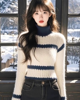 High collar lazy sweater unique niche tops for women