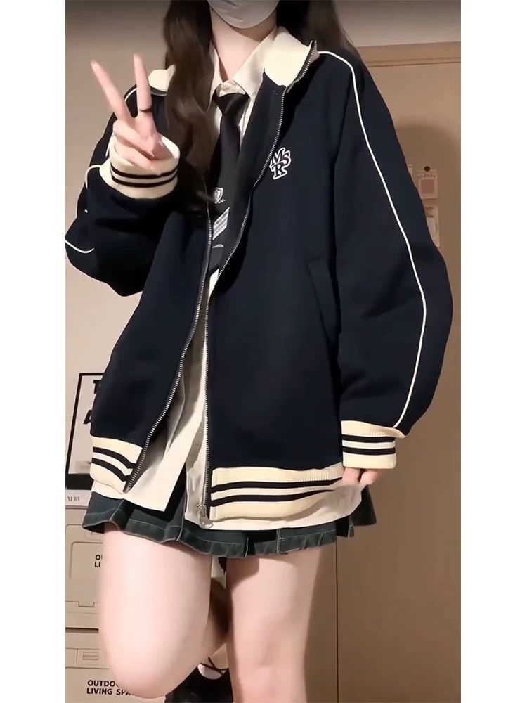 Lazy hoodie American style baseball uniforms for women