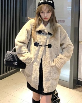 Retro thick overcoat hairy loose coat for women