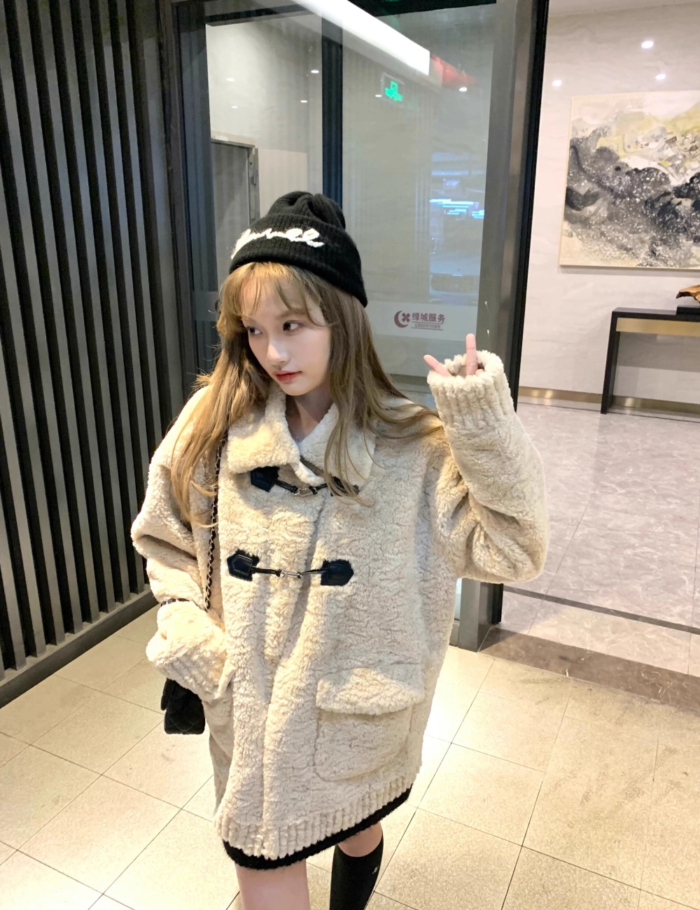 Retro thick overcoat hairy loose coat for women