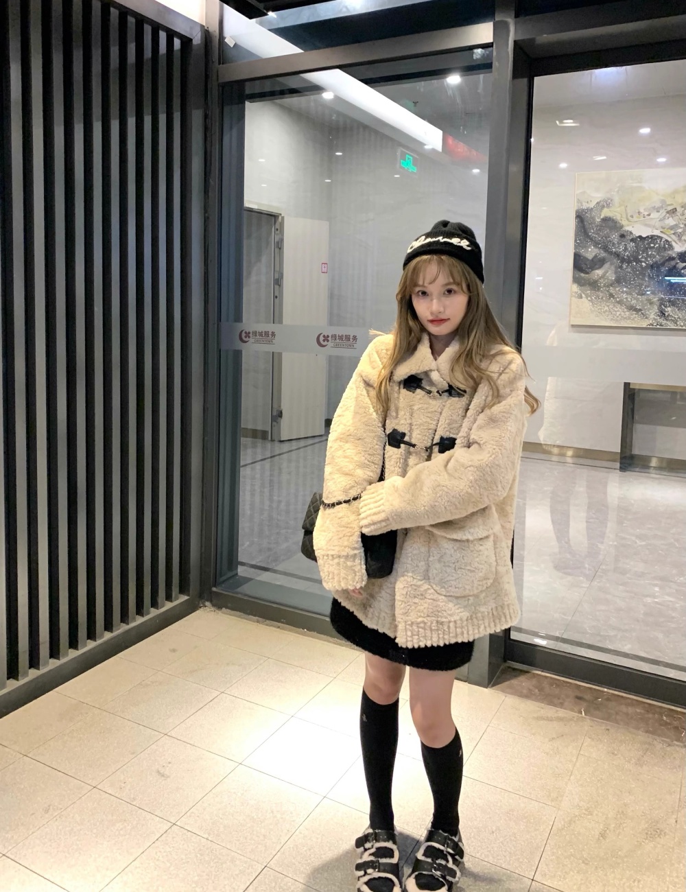 Retro thick overcoat hairy loose coat for women