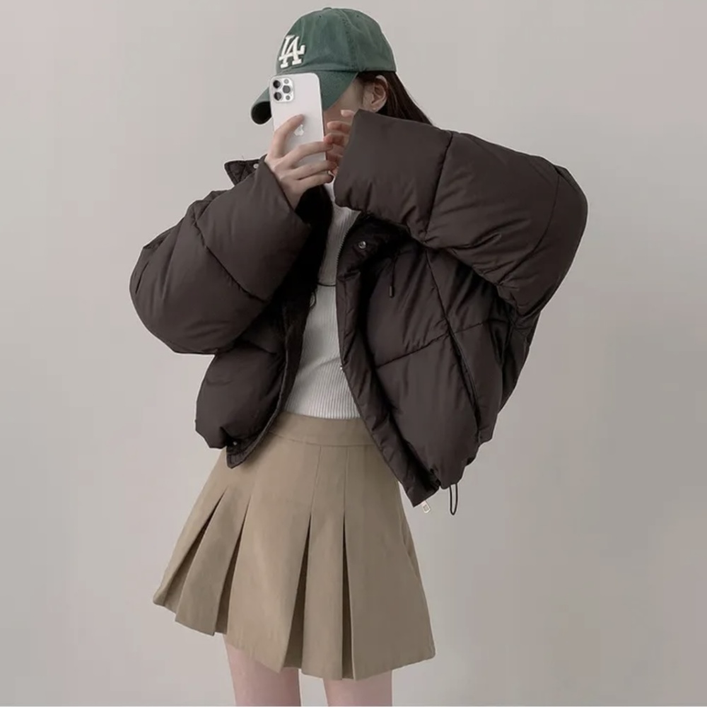 Hooded short down coat Korean style bread clothing