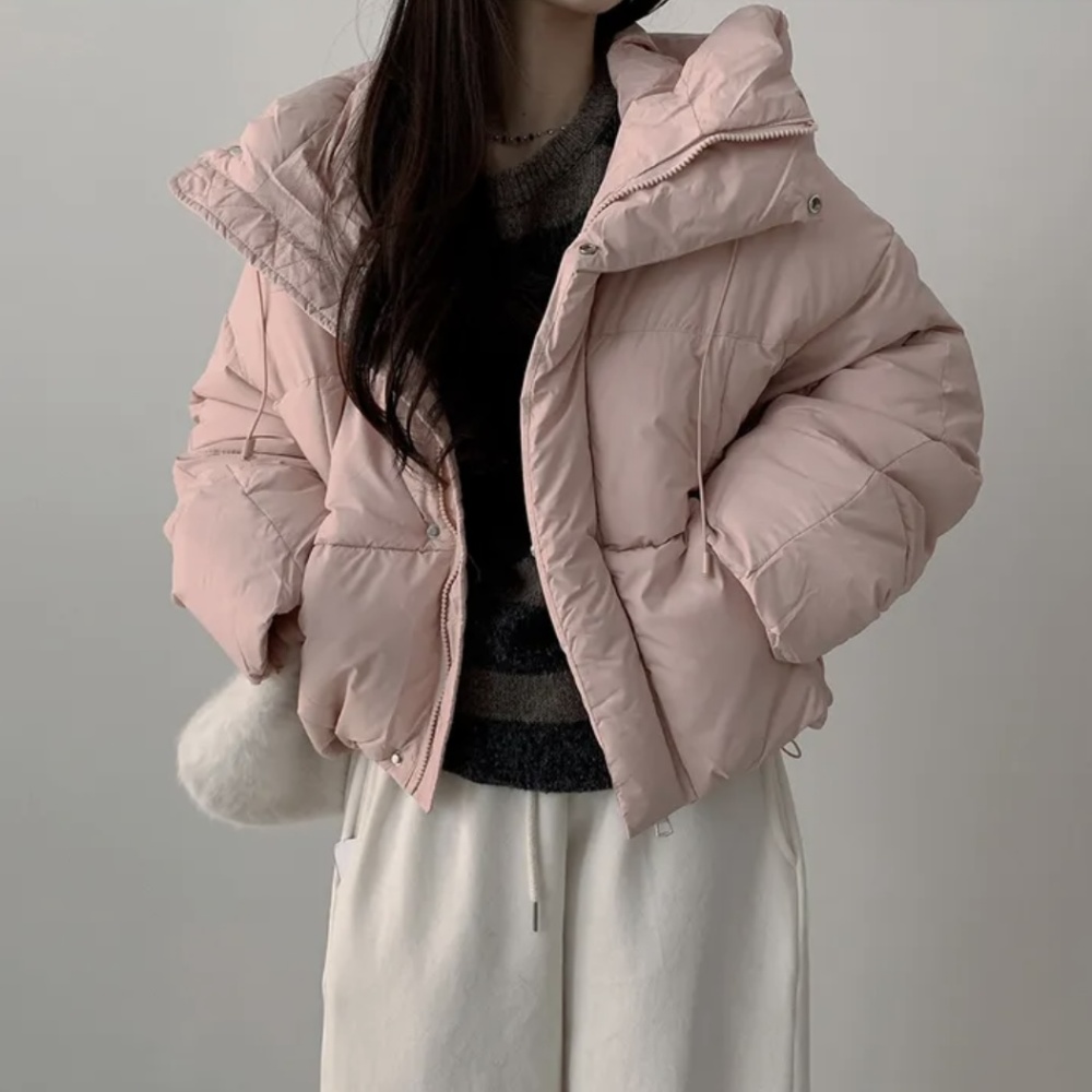 Hooded short down coat Korean style bread clothing