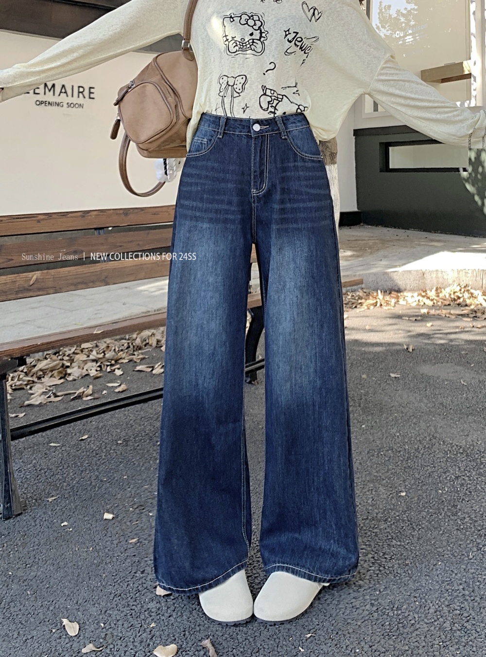 Deep color loose jeans American style pants for women