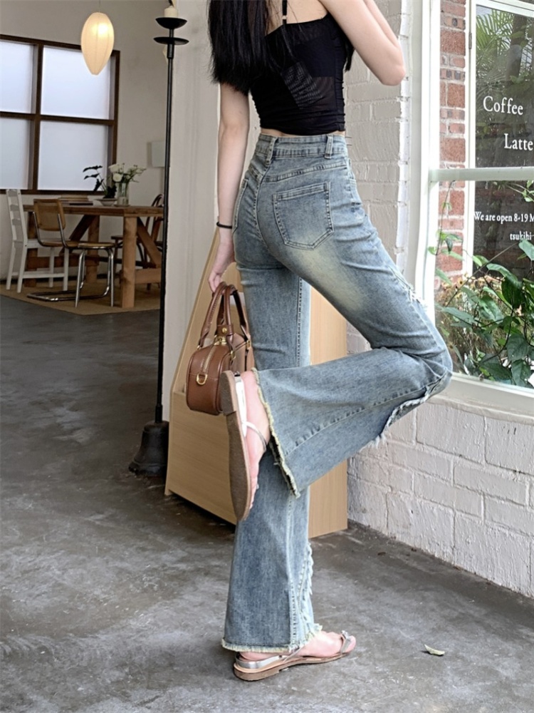 Burr retro long pants mopping splice jeans for women