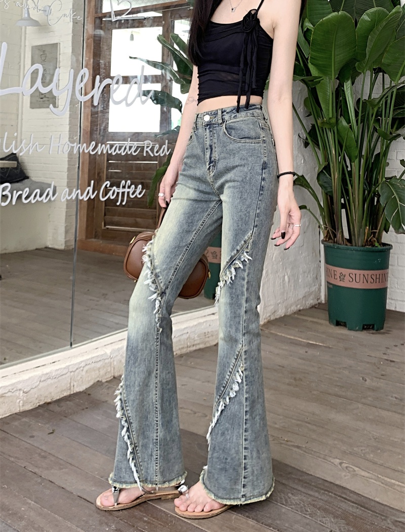 Burr retro long pants mopping splice jeans for women