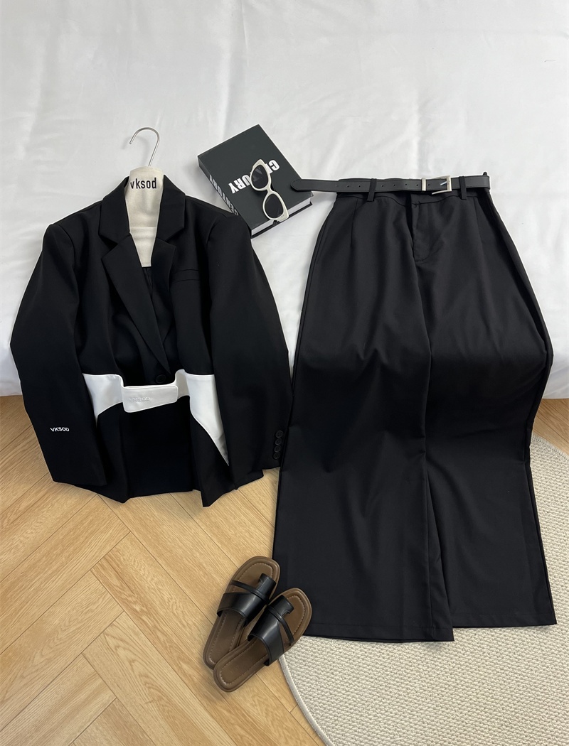 Korean style business suit mixed colors coat for women