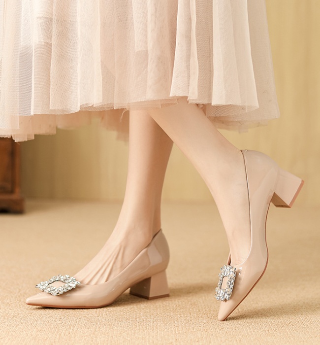 Rhinestone low pointed high-heeled shoes for women