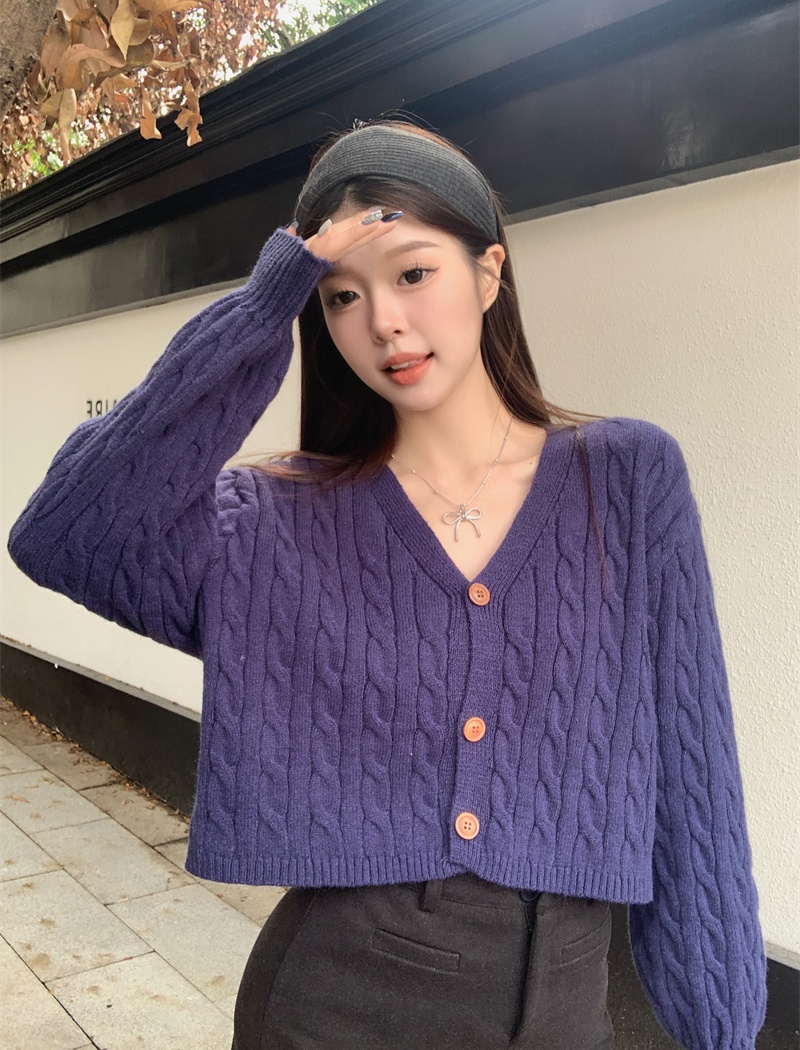 Lazy twist coat long sleeve retro tops for women