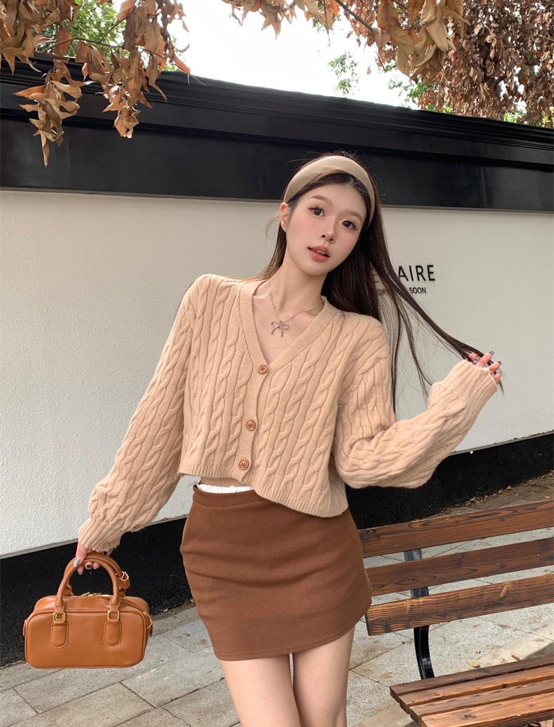 Lazy twist coat long sleeve retro tops for women