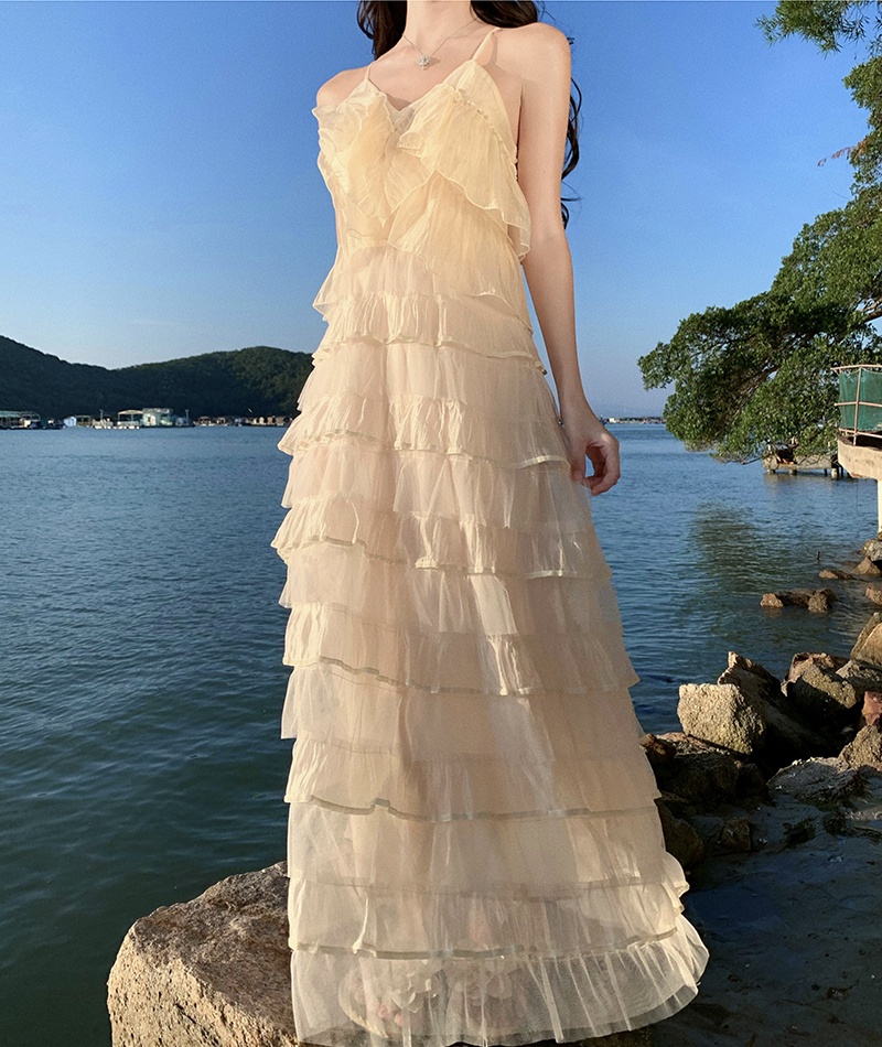 Beautiful vacation dress cake sling long dress