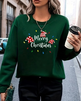 Pure simple christmas hoodie round neck loose T-shirt