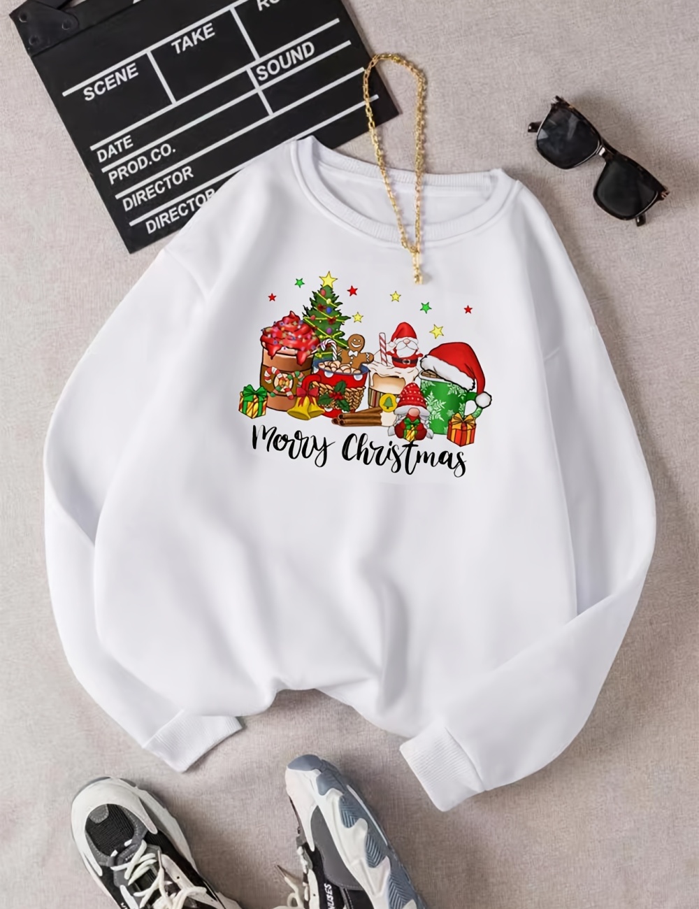 Simple long sleeve T-shirt christmas hoodie