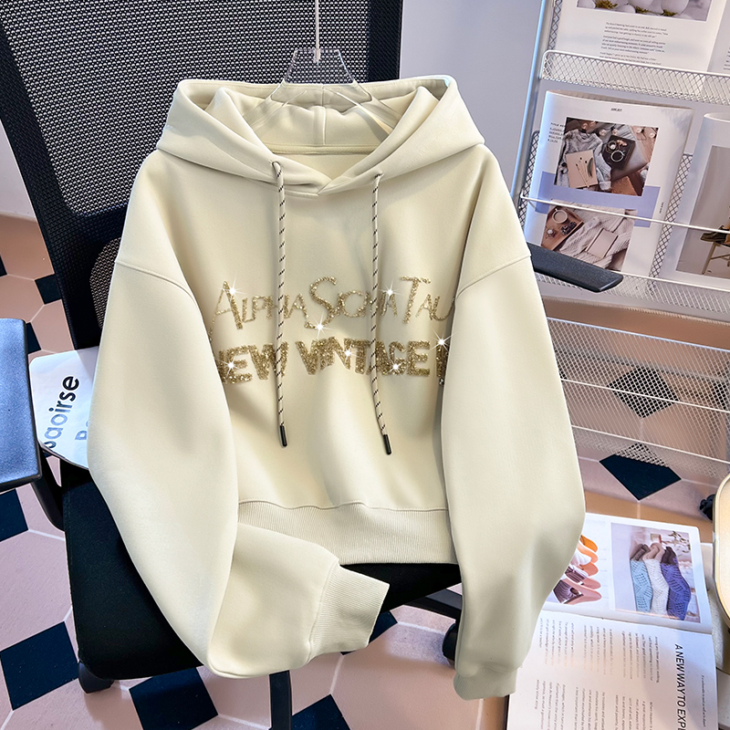 Pullover hooded short small fellow loose letters hoodie